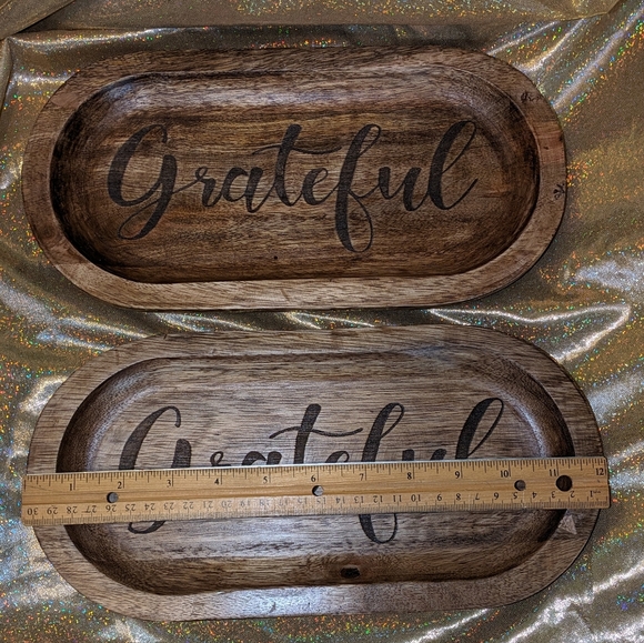 2 GRATEFUL platter/tray, solid wood, NEW - Picture 3 of 8